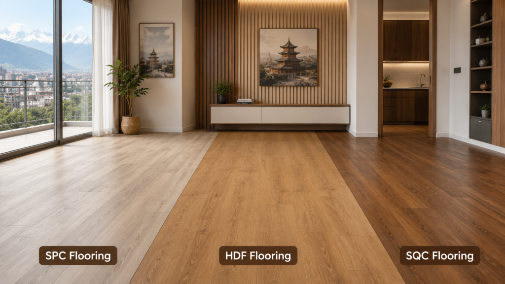 SPC vs HDF vs SQC flooring comparison for homes in Nepal